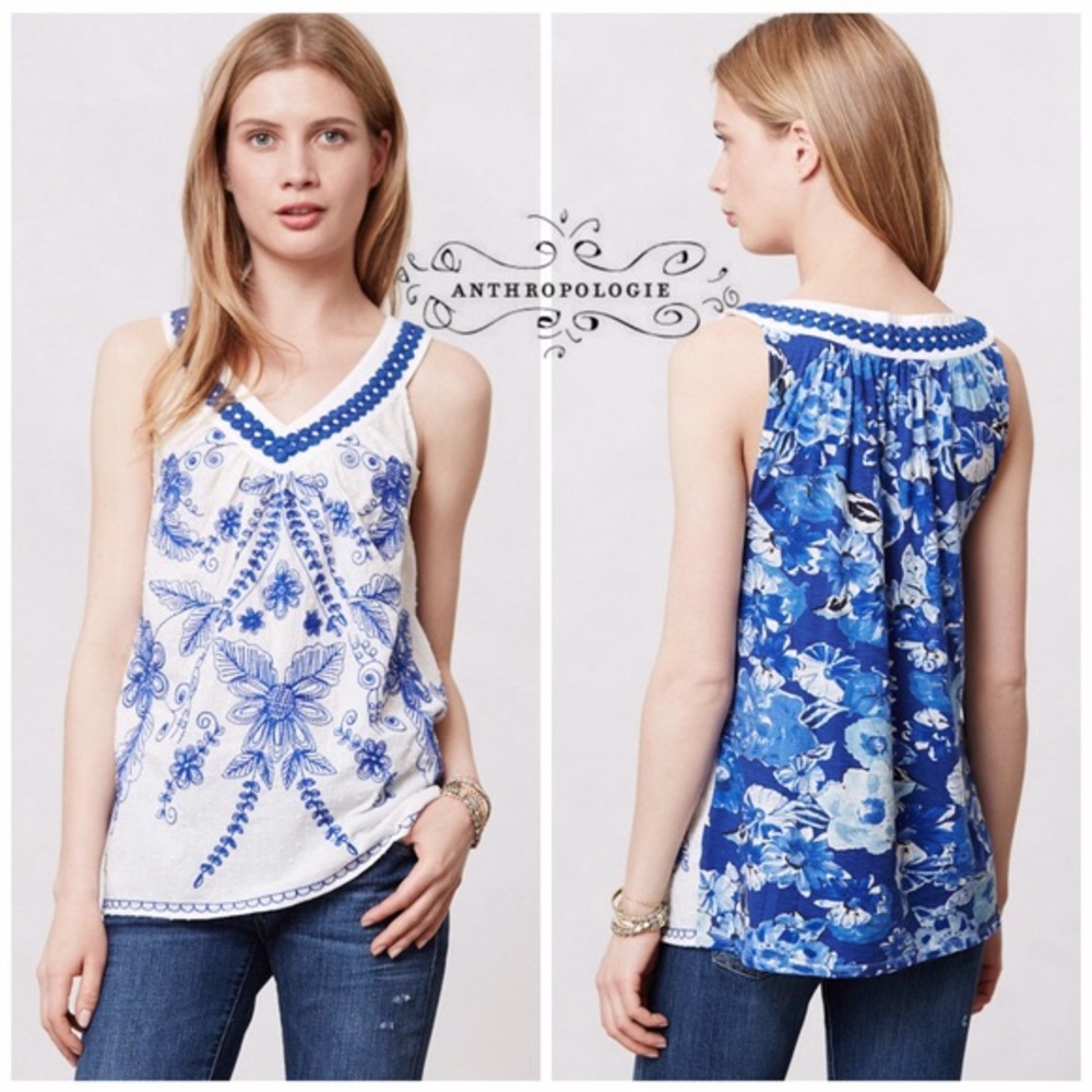 Anthropologie Meadow Rue Embroidered Prema Top
